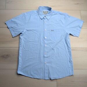 Dixxon Co Shirt Mens L Blue Bamboo Blend Signature Series Button Up D-Lux Work
